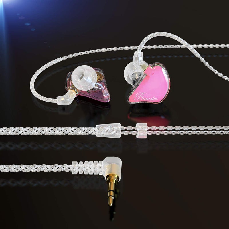 BASN Bmaster in Ear Monitor Headphones Triple Driver Earphones with Two Detachable MMCX Cable Fit in Ear Suitable for Audio Musician Drummer(Pink) - Image 5